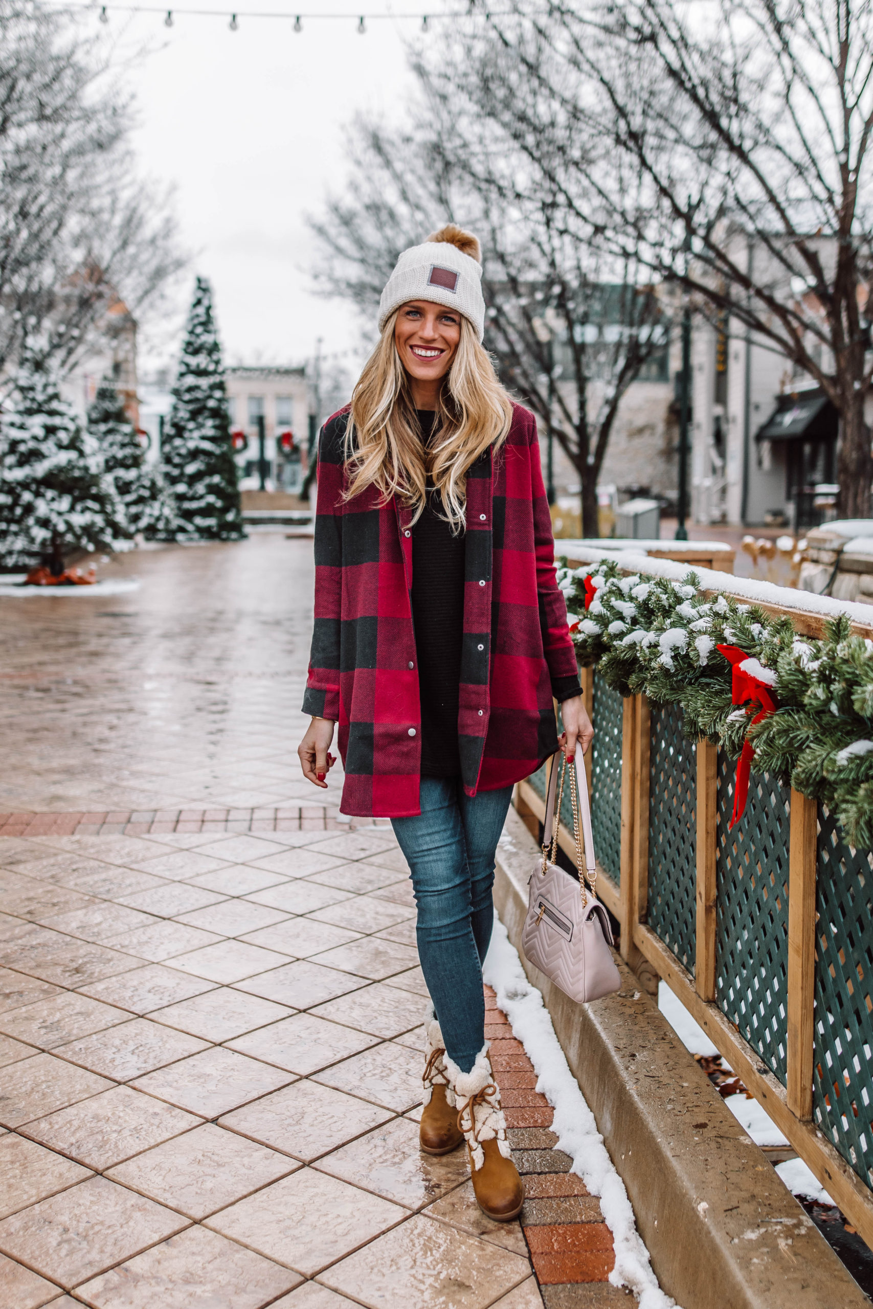 Tall blonde bell winter style