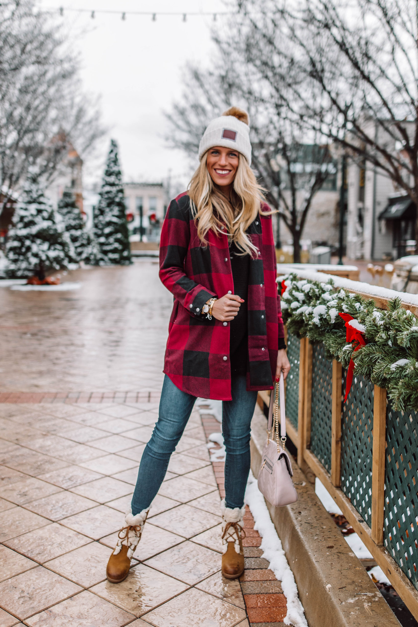 Tall blonde bell winter style