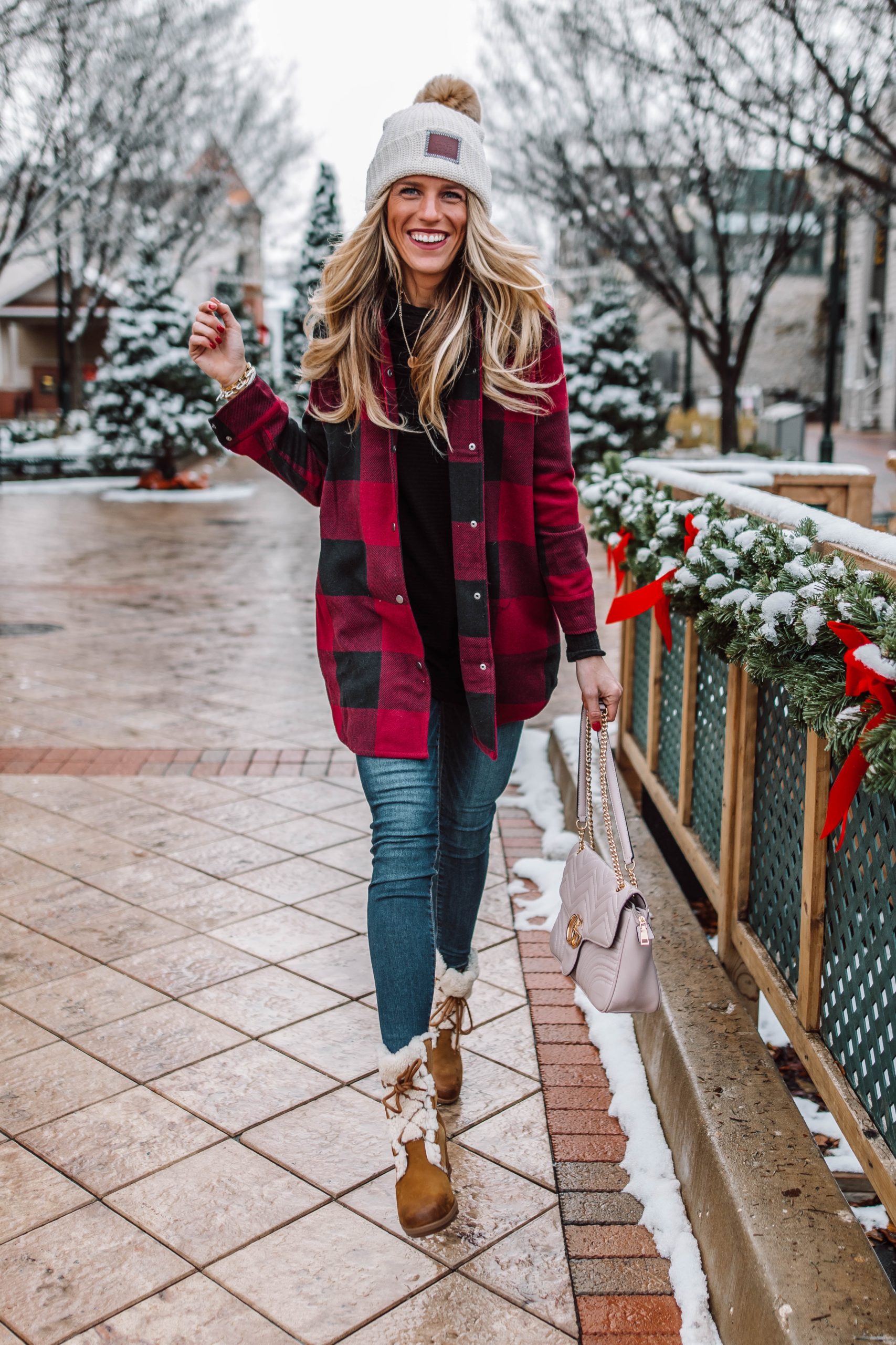 Tall Blonde Bell Winter Style